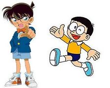 Conan Edogawa and Nobita Nobi (not in the sense of intelligence, but as the respective 'leaders' of their groups)