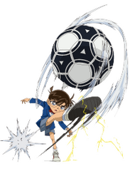 Conan kicking a ball